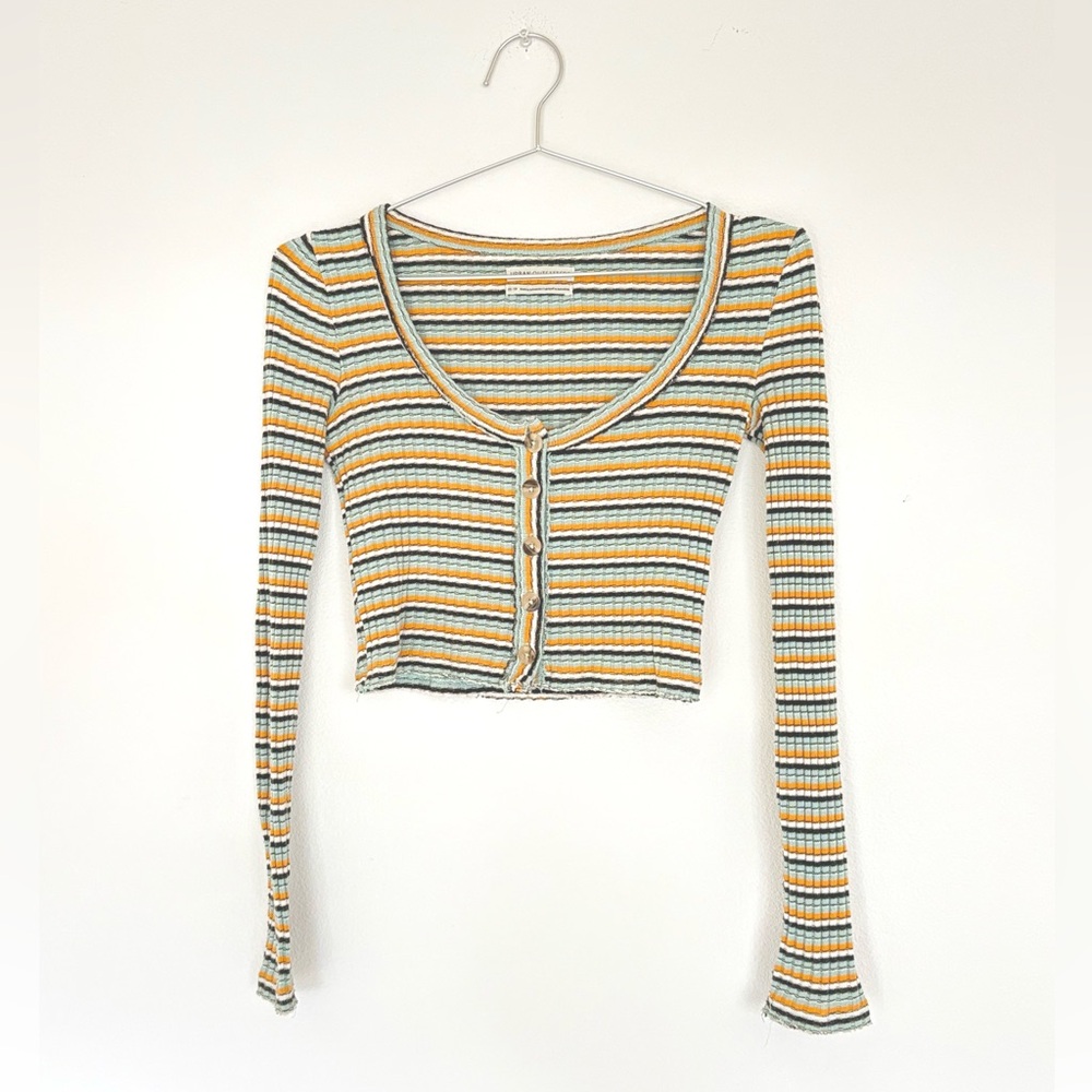 UO stripped ribknit crop cardigan - stretchy rib knit - XS/TP -like new